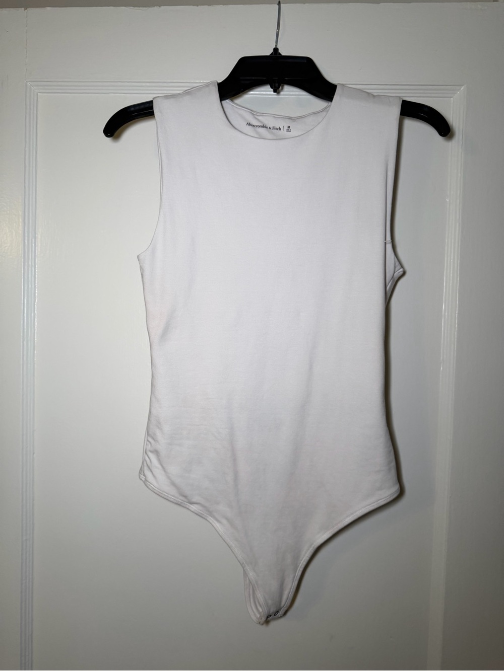Abercrombie & Fitch White Sleeveless Ribbed One-Piece Bodysuit